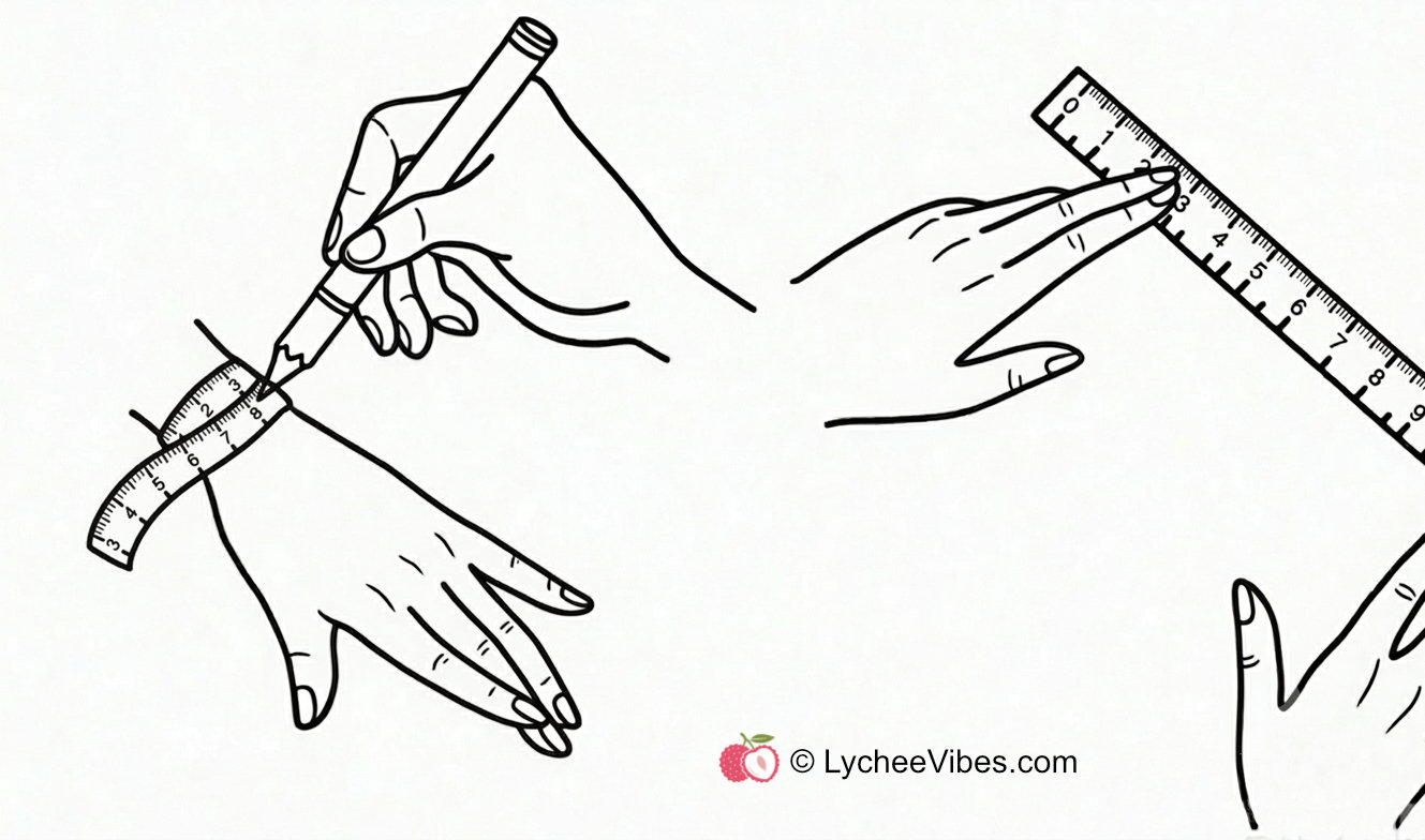Measuring wrist with string and ruler